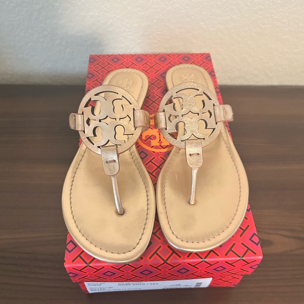 Tory Burch Rose Gold Miller Sandals